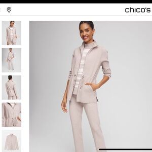 Chicos Zenergy Lux Cashmere Blend Beige Zip-Up Cardigan